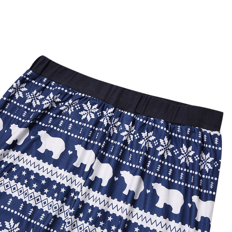 Christmas Family Matching Sleepwear Pajamas Sets Bear Top and Geometrical Pattern Pants 10