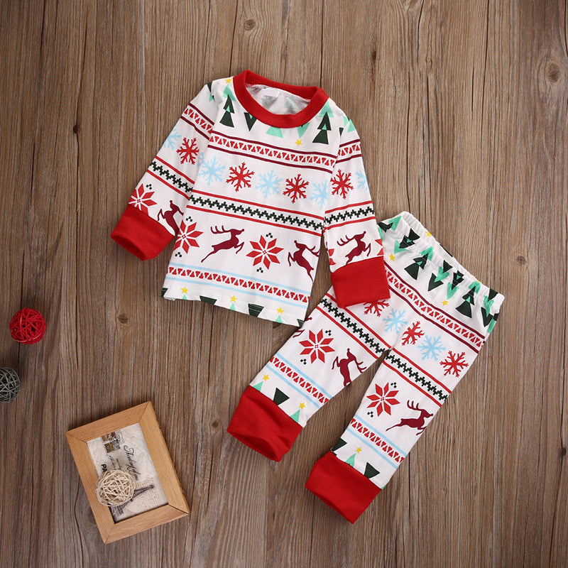 Christmas Family Matching Pajamas Sleepwear Sets Christmas Tree Deer Snowflake Top and Pants 8