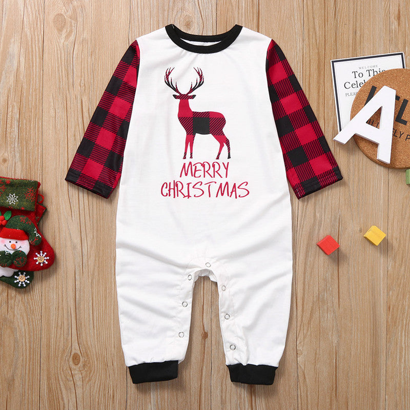 Christmas Family Matching Pajamas Sleepwear Sets Christmas Deer Top and Plaids Pants 6