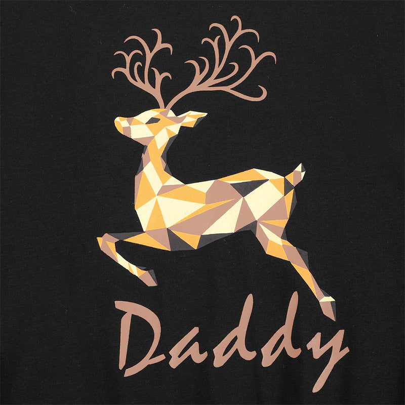 Christmas Family Matching Sleepwear Pajamas Sets Black Deers Top and Red Plaid Pants 8