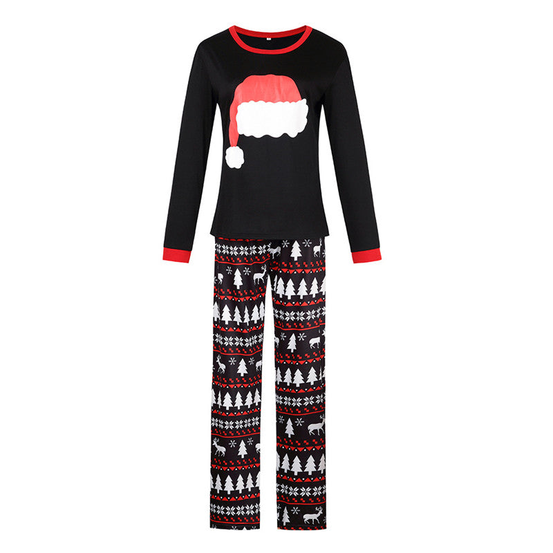 Christmas Family Matching Sleepwear Pajamas Sets Christmas Hat Top and Deers Trees Geometrical Pants 6
