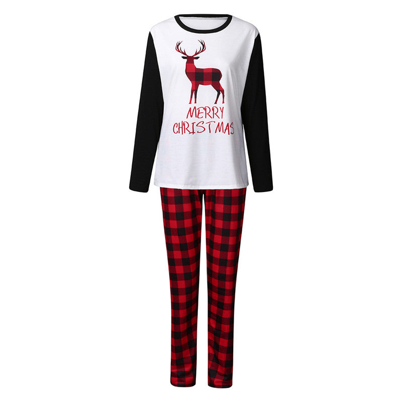 Christmas Family Matching Pajamas Sleepwear Sets Christmas Deer Top and Plaids Pants 14