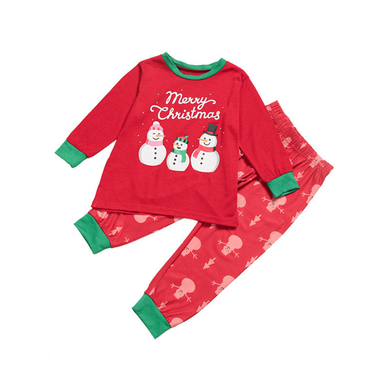 Christmas Family Matching Pajamas Christmas Snow Man Red Top and Pant 8