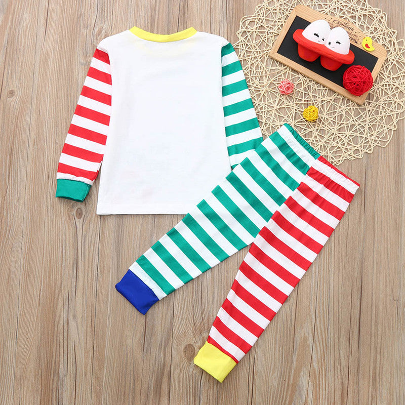 Christmas Family Matching Pajamas Christmas Hohoho Santa Claus Stripes Top and Pant 6