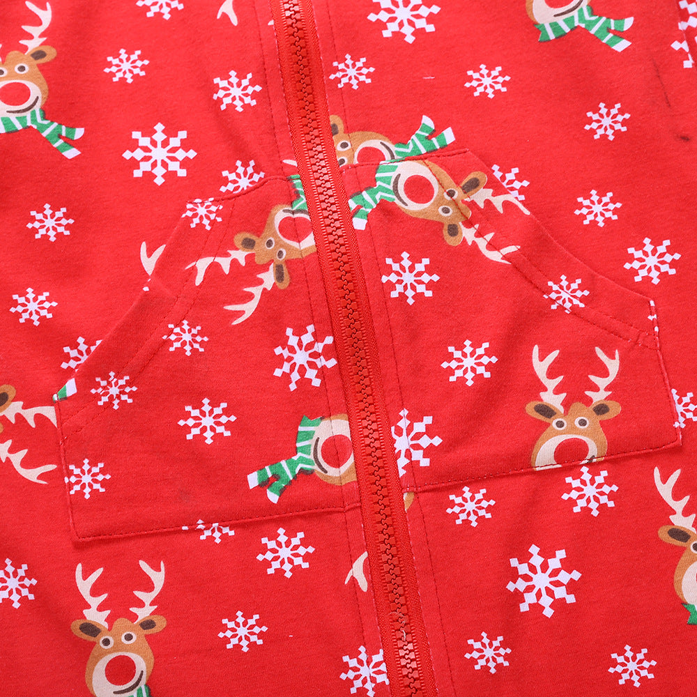 Christmas Family Matching Pajamas Sleepwear Sets Christmas Red Deers Snowflakes Hooded Jumpsuits 18