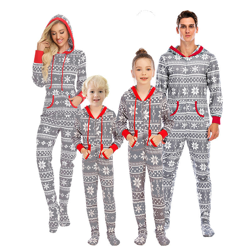 Christmas Family Matching Sleepwear Prints Snow Onesie Jumpsuit Pajamas 2