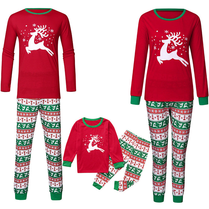 Christmas Family Matching Pajamas Sleepwear Sets Red Deer Stars Top and Christmas Pattern Pants 12