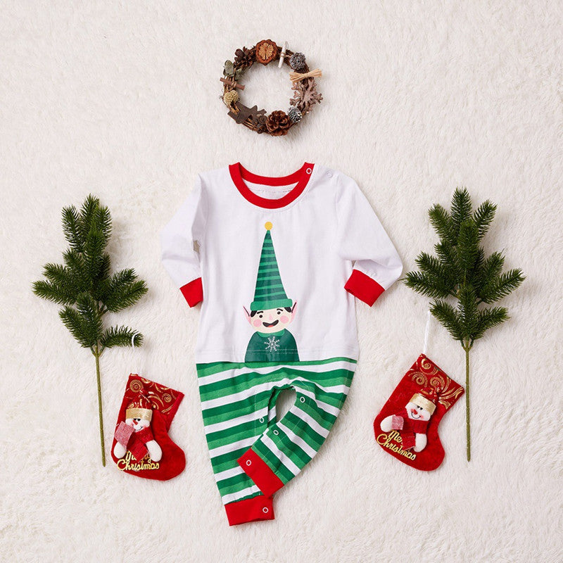 Christmas Family Matching Sleepwear Pajamas Sets White Hohoho Slogan Top and Christmas Pattern Pants 16