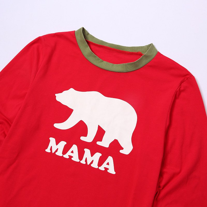 Christmas Family Matching Sleepwear Pajamas Sets Bear Top and Geometrical Pattern Pants 18
