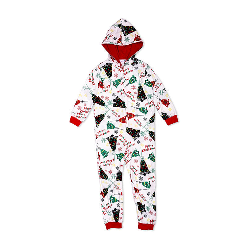 Christmas Family Matching Sleepwear Onesie Kigurumi Pajamas Prints Jingle Bells Hooded Jumpsuit 6