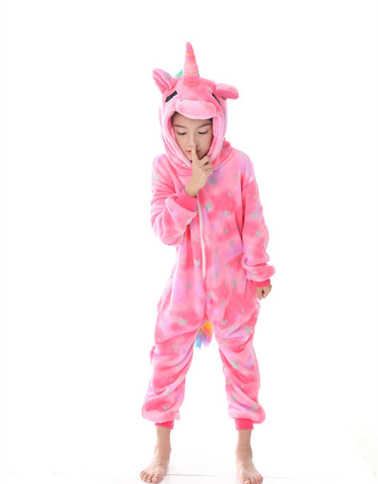 Unicorn Onesie Costumes Rainbow Color for Adult & Kids Zipper Up