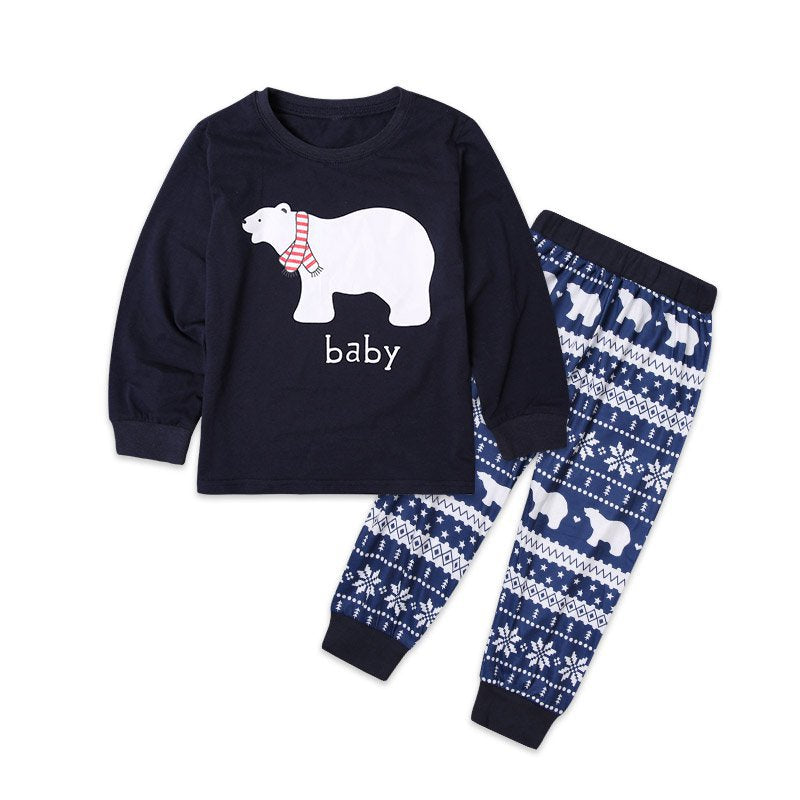 Christmas Family Matching Sleepwear Pajamas Sets Bear Top and Geometrical Pattern Pants 6