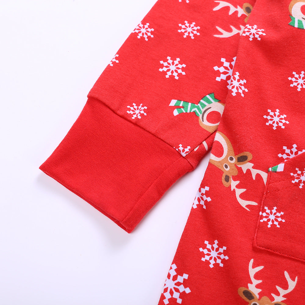 Christmas Family Matching Pajamas Sleepwear Sets Christmas Red Deers Snowflakes Hooded Jumpsuits 20