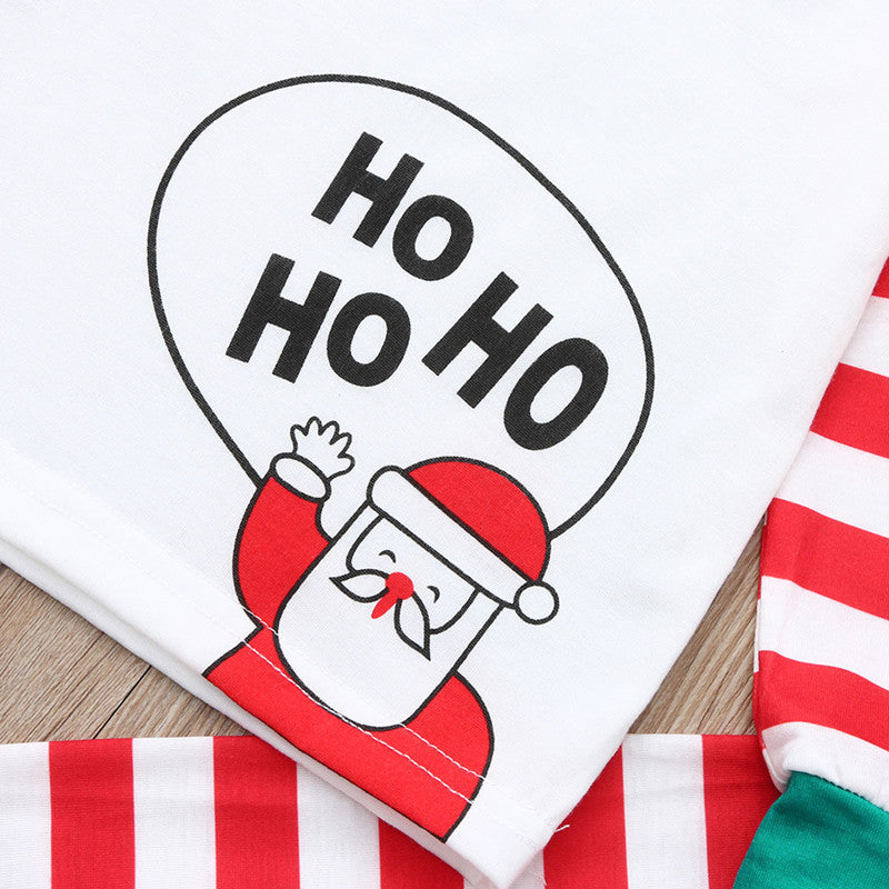 Christmas Family Matching Pajamas Christmas Hohoho Santa Claus Stripes Top and Pant 16