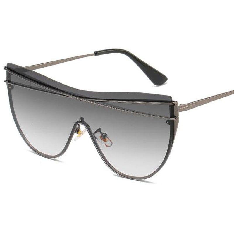 Gradient Brown One Piece Sunglasses Women 2020 Luxury Brand Glasses Metal Cross Designer Shades Big Sunglass UV400