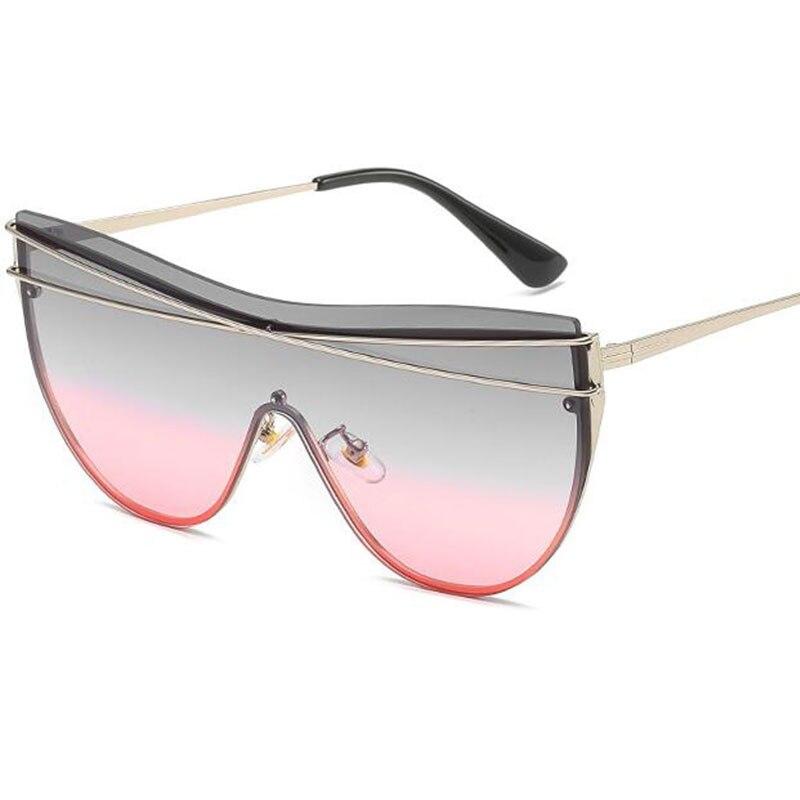 Gradient Brown One Piece Sunglasses Women 2020 Luxury Brand Glasses Metal Cross Designer Shades Big Sunglass UV400
