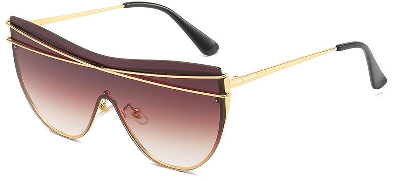 Gradient Brown One Piece Sunglasses Women 2020 Luxury Brand Glasses Metal Cross Designer Shades Big Sunglass UV400