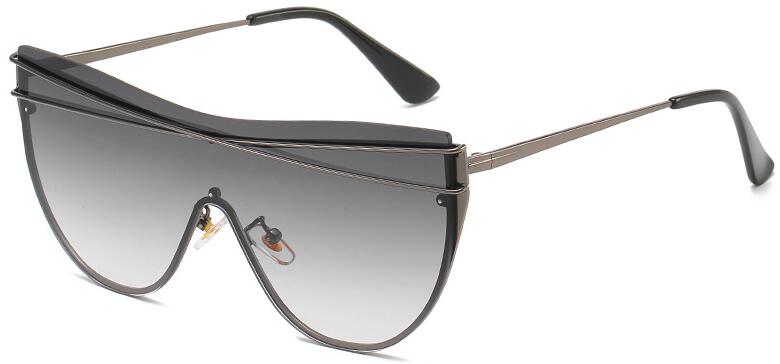 Gradient Brown One Piece Sunglasses Women 2020 Luxury Brand Glasses Metal Cross Designer Shades Big Sunglass UV400