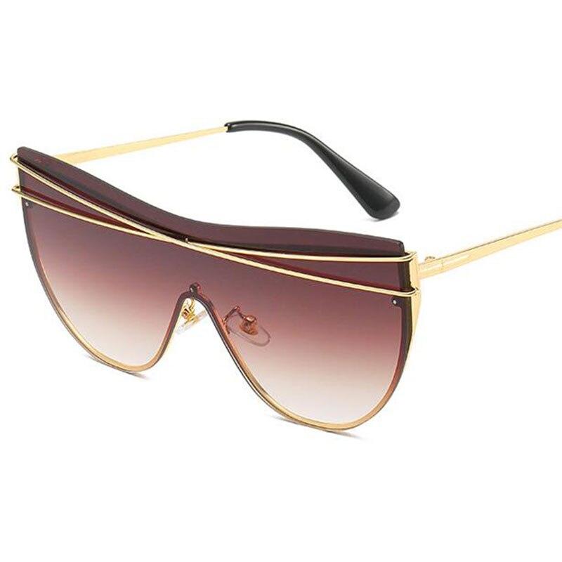 Gradient Brown One Piece Sunglasses Women 2020 Luxury Brand Glasses Metal Cross Designer Shades Big Sunglass UV400