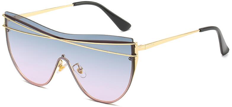 Gradient Brown One Piece Sunglasses Women 2020 Luxury Brand Glasses Metal Cross Designer Shades Big Sunglass UV400