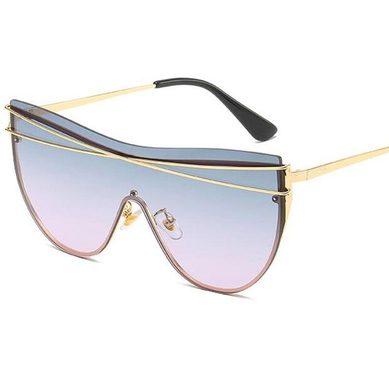 Gradient Brown One Piece Sunglasses Women 2020 Luxury Brand Glasses Metal Cross Designer Shades Big Sunglass UV400