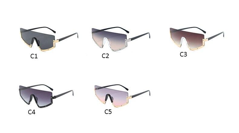 Vintage Luxury Gradient oversized Women Metal Frame Driving sunglasses