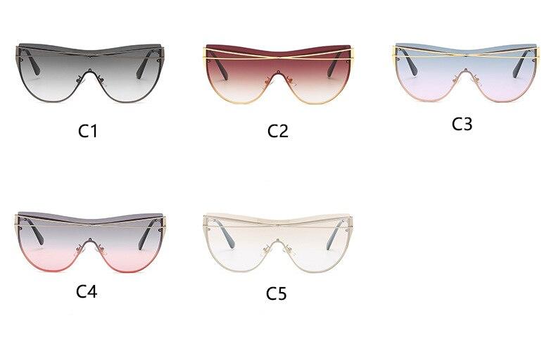 Gradient Brown One Piece Sunglasses Women 2020 Luxury Brand Glasses Metal Cross Designer Shades Big Sunglass UV400