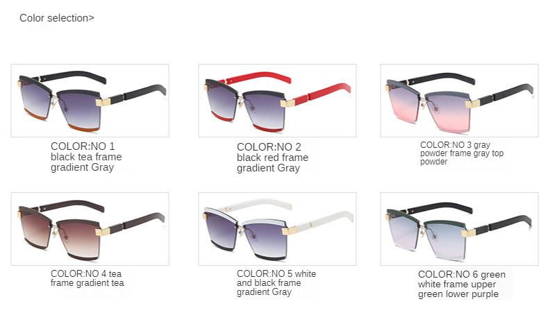 Rimless Luxury Colorful Painted Metal Frame Sunglasses