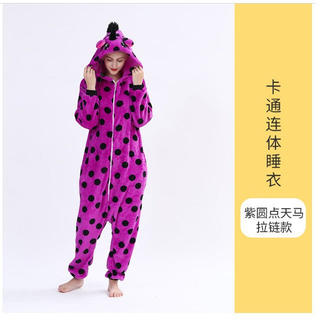Unicorn Onesie Costumes Rainbow Color for Adult & Kids Zipper Up