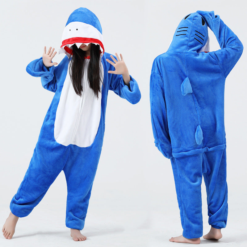 Kids Shark Onesie Costume Halloween Outfit for Boys Girls Zip Up