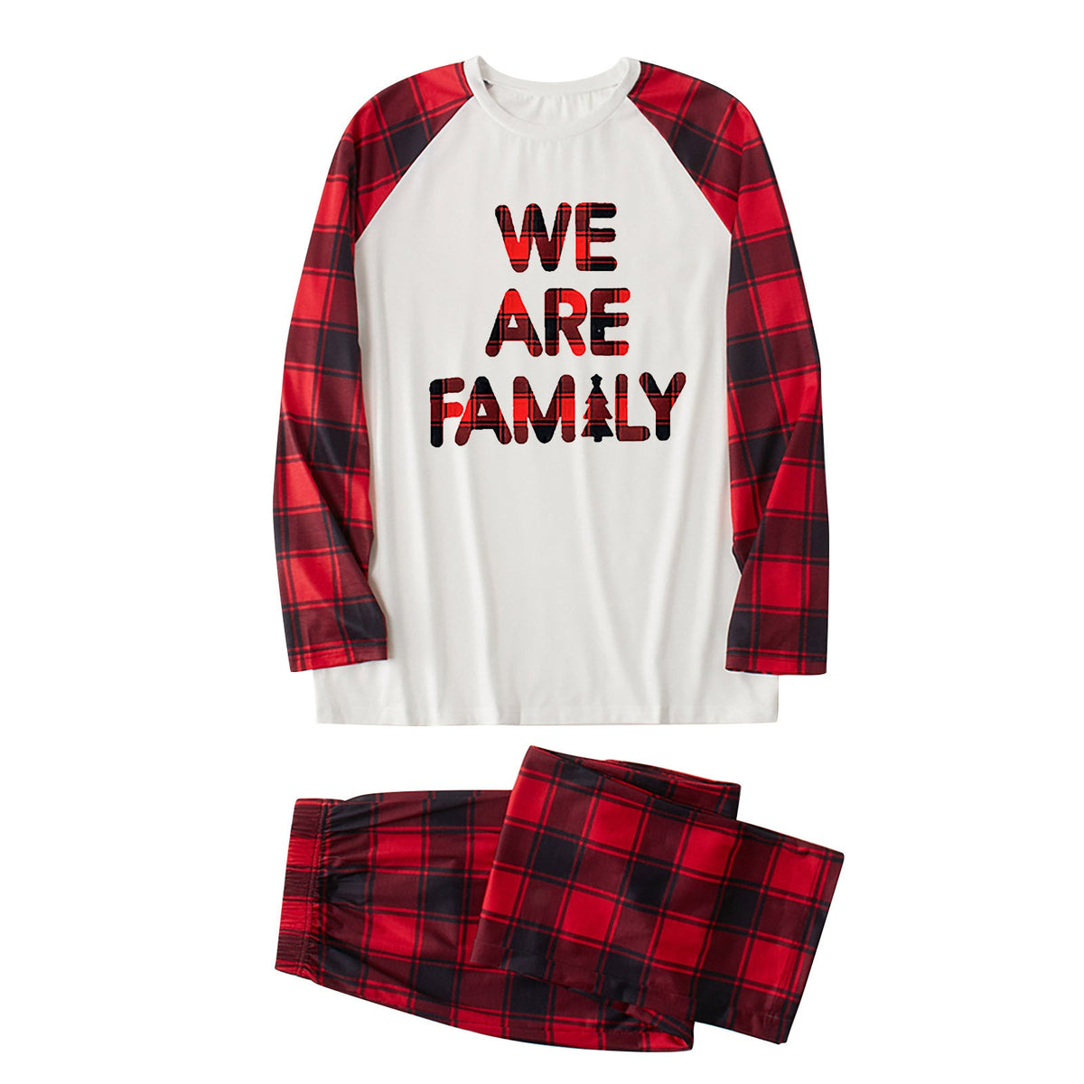 We are Family Christmas Matching Family Pajamas Plus Size Red Plaid Pajamas Set With Dog Pajamas