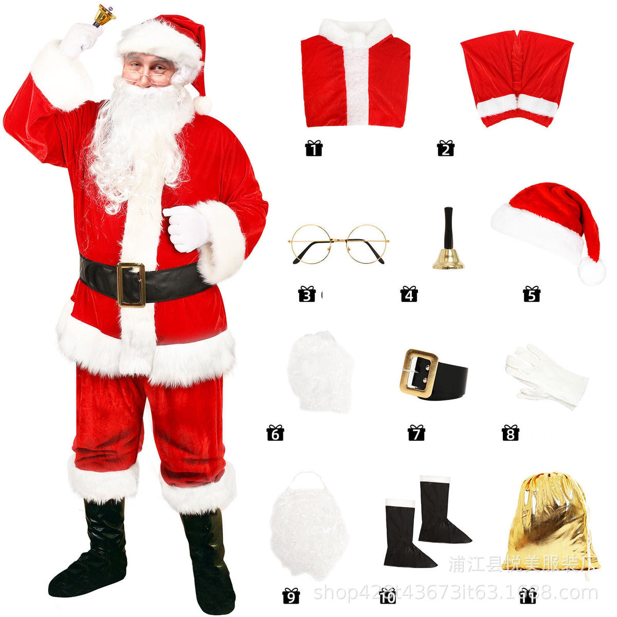 Santa Suit Costume Full Sets Outfit For Men
