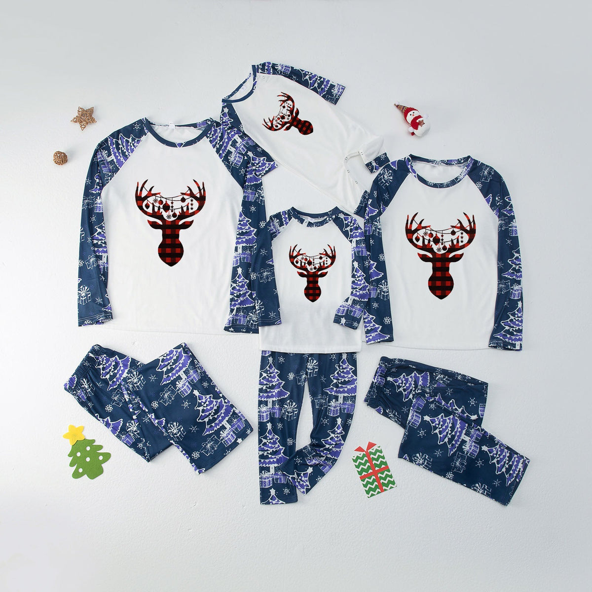 Christmas Matching Family Pajamas Jesus Is The Reason To The Season Blue Plaids Pajamas Set