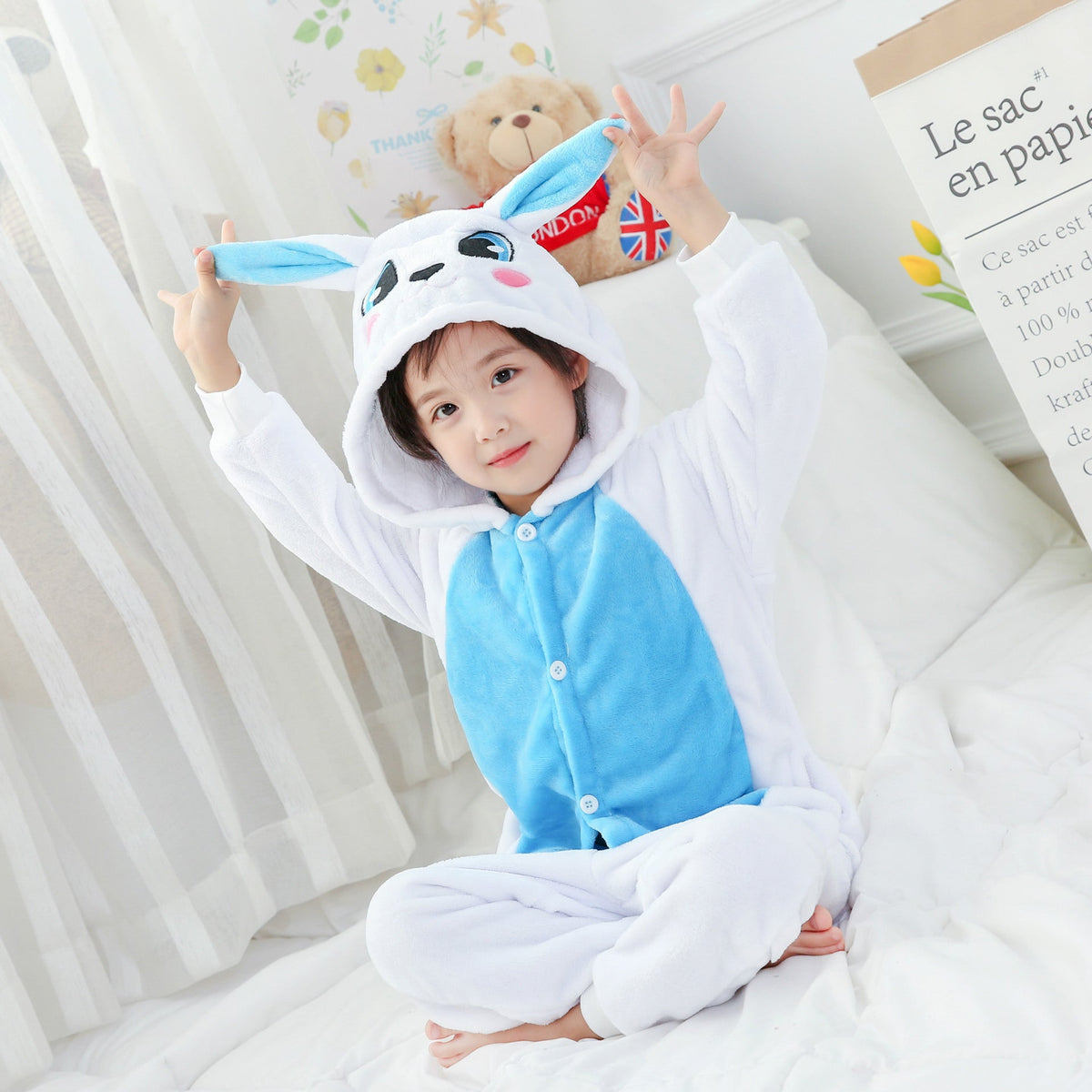 Blue Unicorn Kigurumi Onesie Pajamas Animal Costumes for Kids