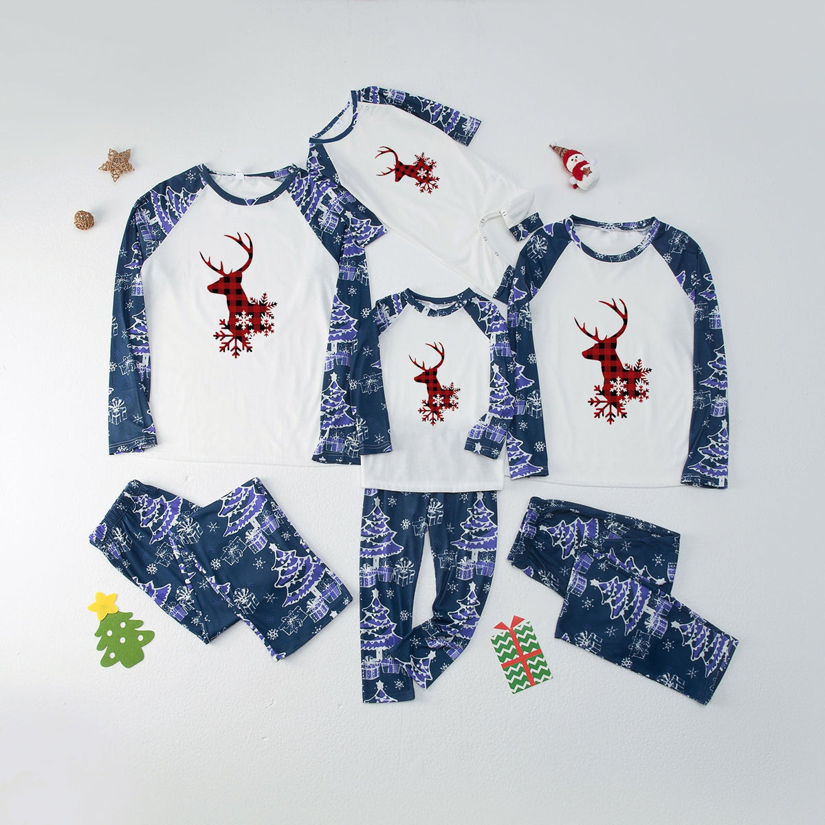 Christmas Matching Family Pajamas Jesus Is The Reason To The Season Blue Plaids Pajamas Set