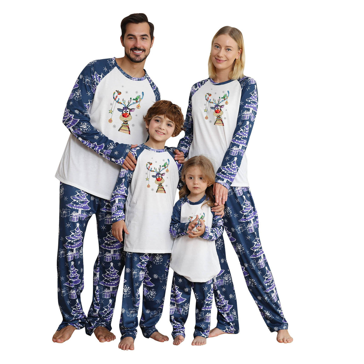 Christmas Matching Family Pajamas Jesus Is The Reason To The Season Blue Plaids Pajamas Set