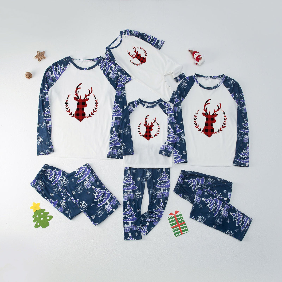 Christmas Matching Family Pajamas Jesus Is The Reason To The Season Blue Plaids Pajamas Set