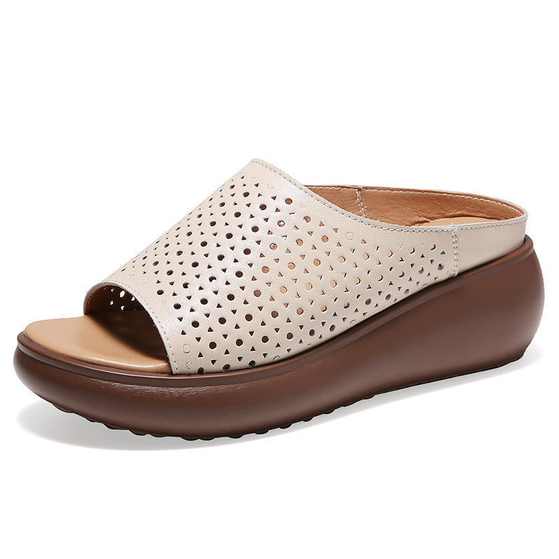Zilool Women's Leather Bottom Thick-soled Sandals