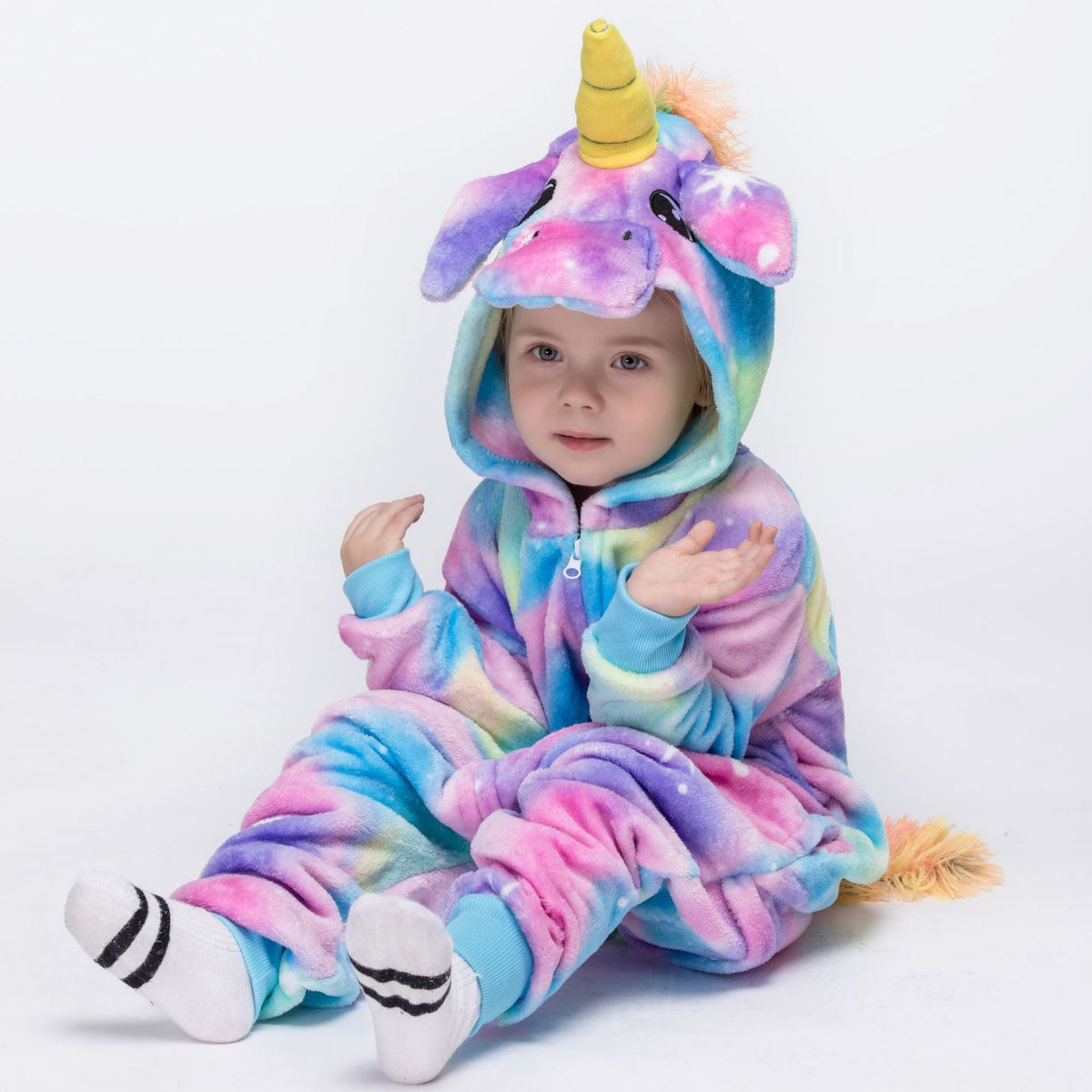 Blue Unicorn Kigurumi Onesie Pajamas Animal Costumes for Kids