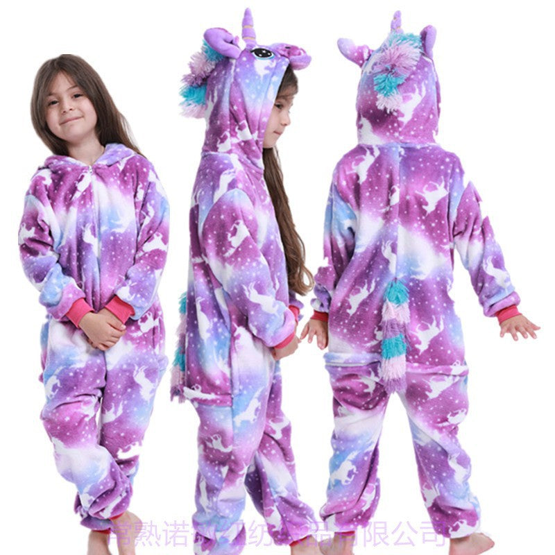 Unicorn Onesie Costumes Rainbow Color for Adult & Kids Zipper Up