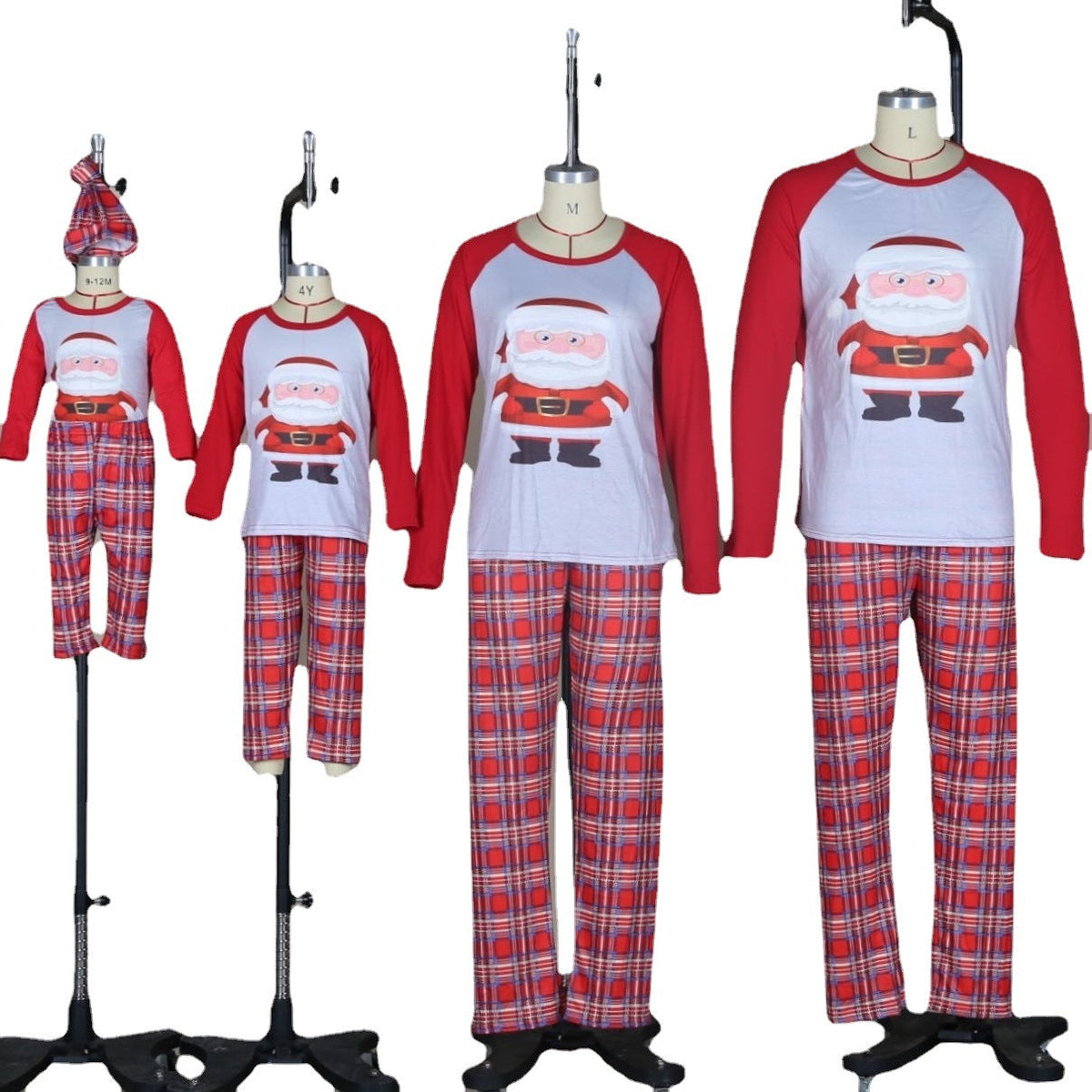 Christmas Matching Family Pajamas Cartoon Christams Hat White Pajamas Set