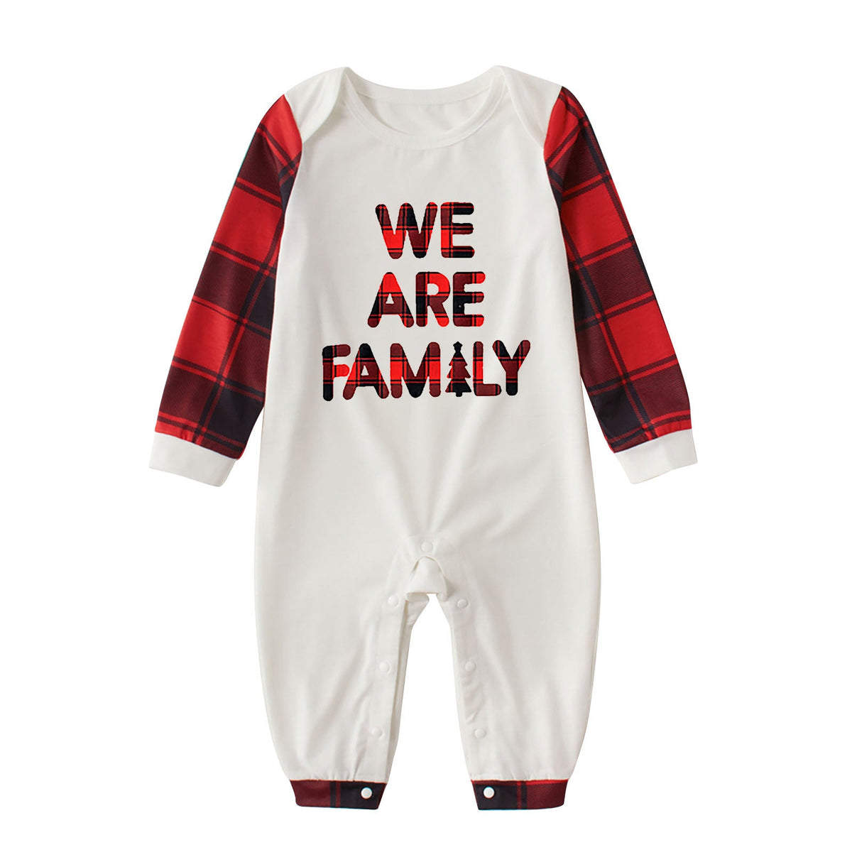 We are Family Christmas Matching Family Pajamas Plus Size Red Plaid Pajamas Set With Dog Pajamas