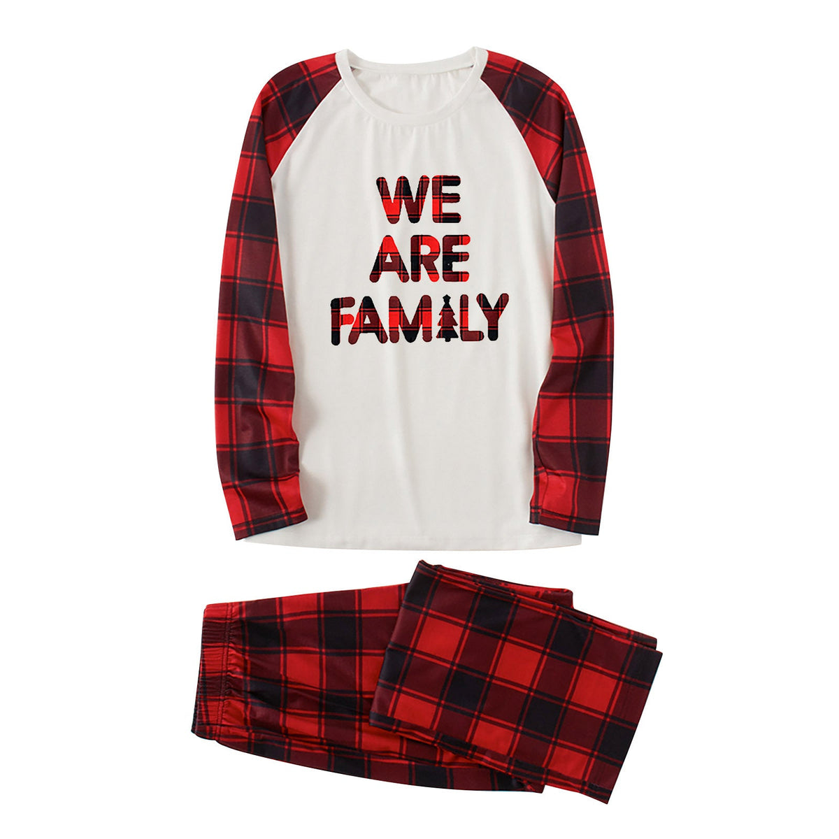 We are Family Christmas Matching Family Pajamas Plus Size Red Plaid Pajamas Set With Dog Pajamas