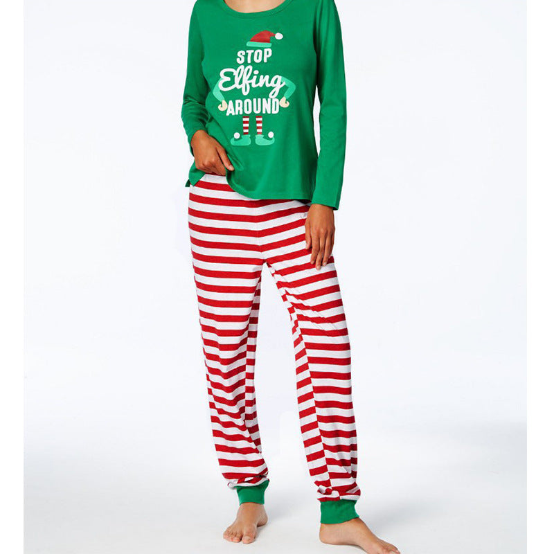 Christmas Matching Family Pajamas Elf Squad Green Stripes Pajamas Set