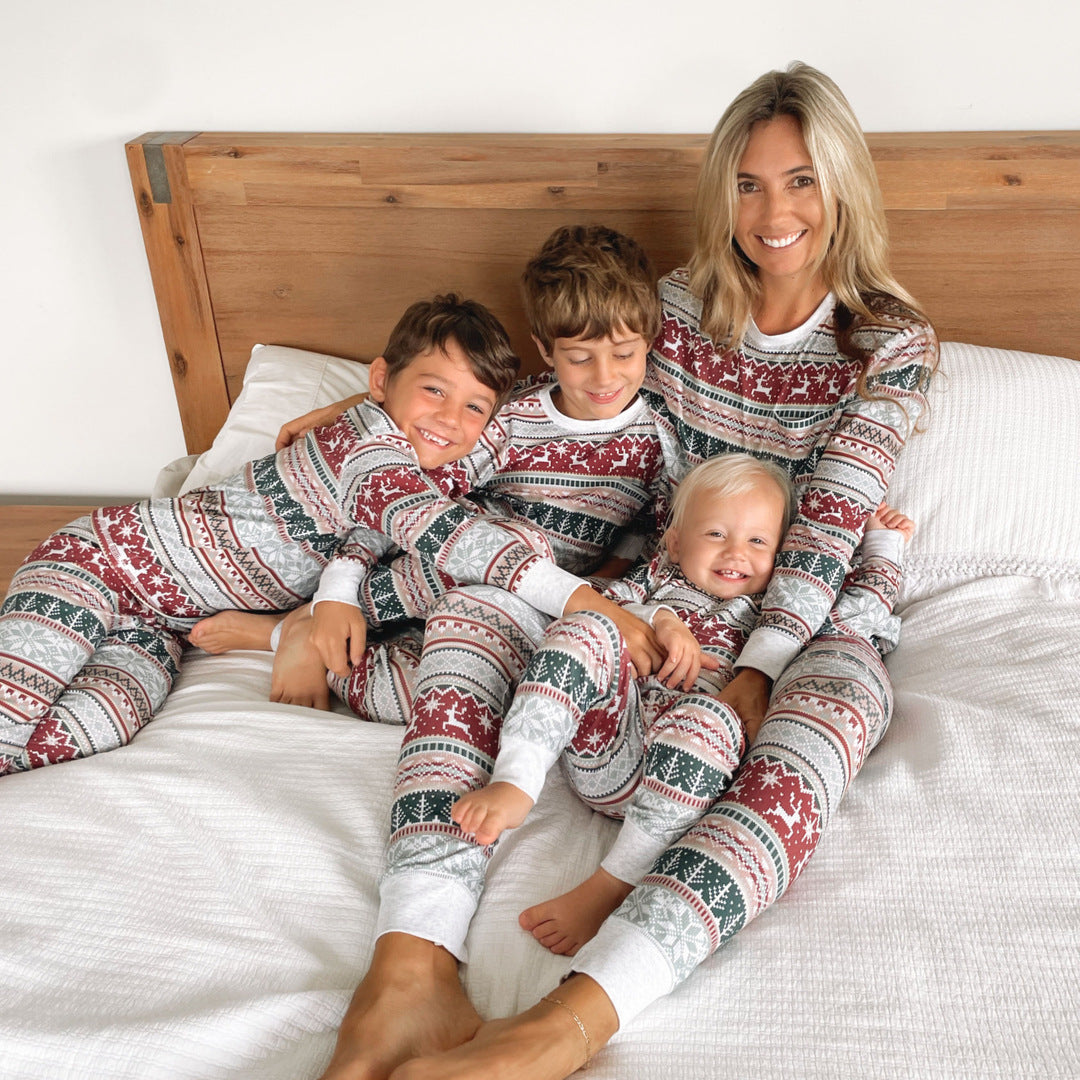 Christmas Family Matching Pajamas Set Classical Print Matching Pjs Two-piece Sets
