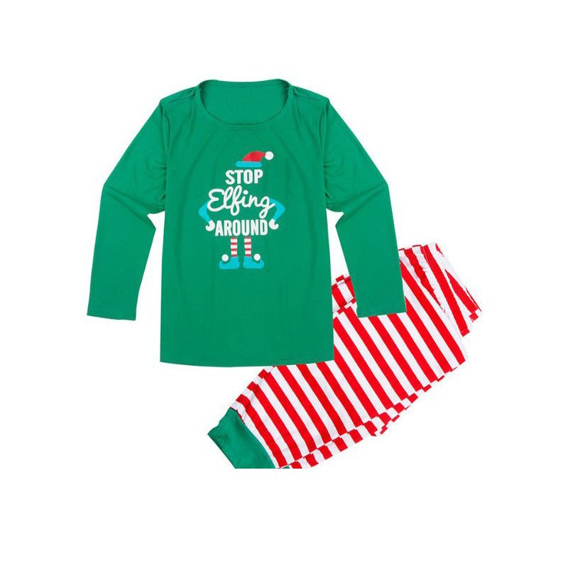 Christmas Matching Family Pajamas Elf Squad Green Stripes Pajamas Set