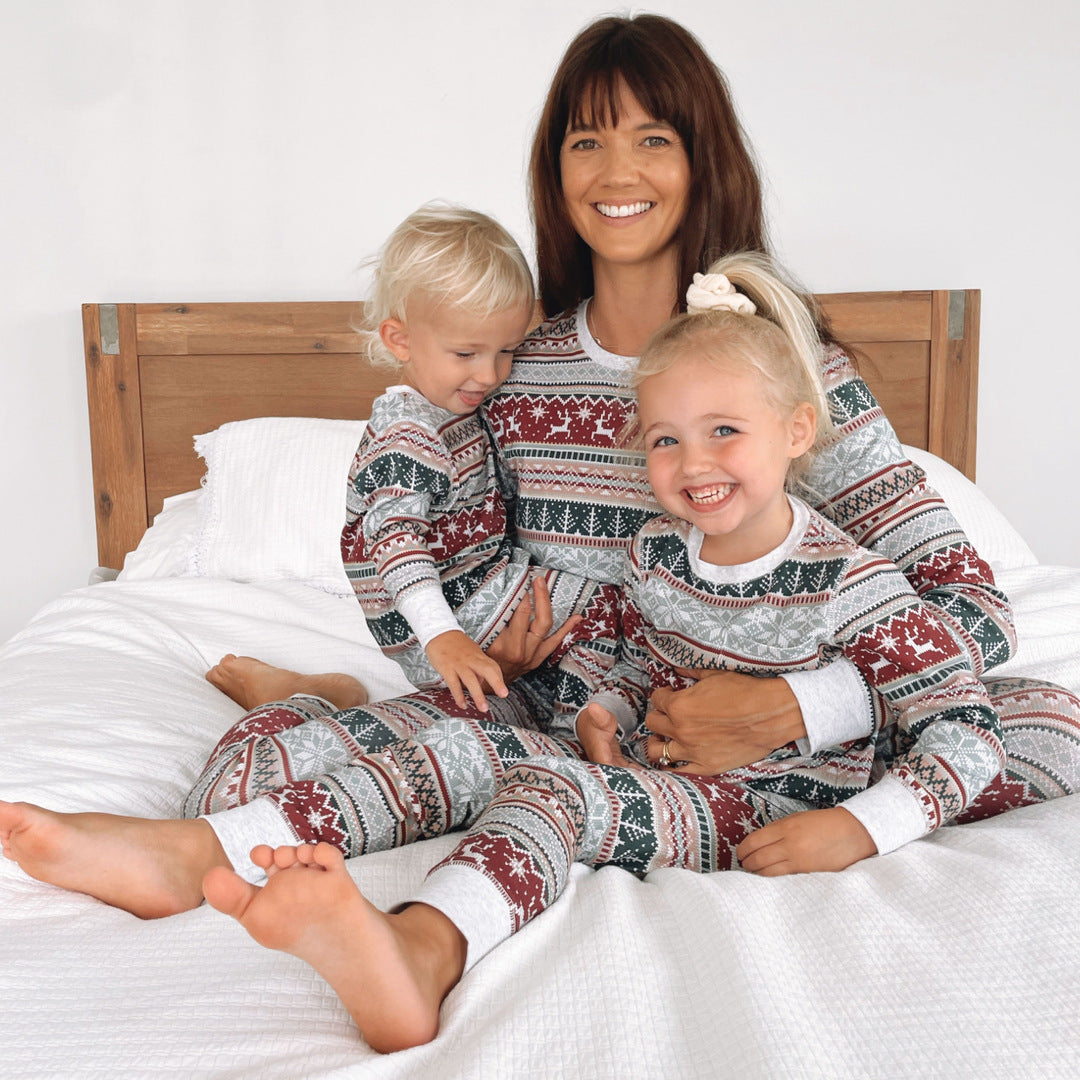 Christmas Family Matching Pajamas Set Classical Print Matching Pjs Two-piece Sets