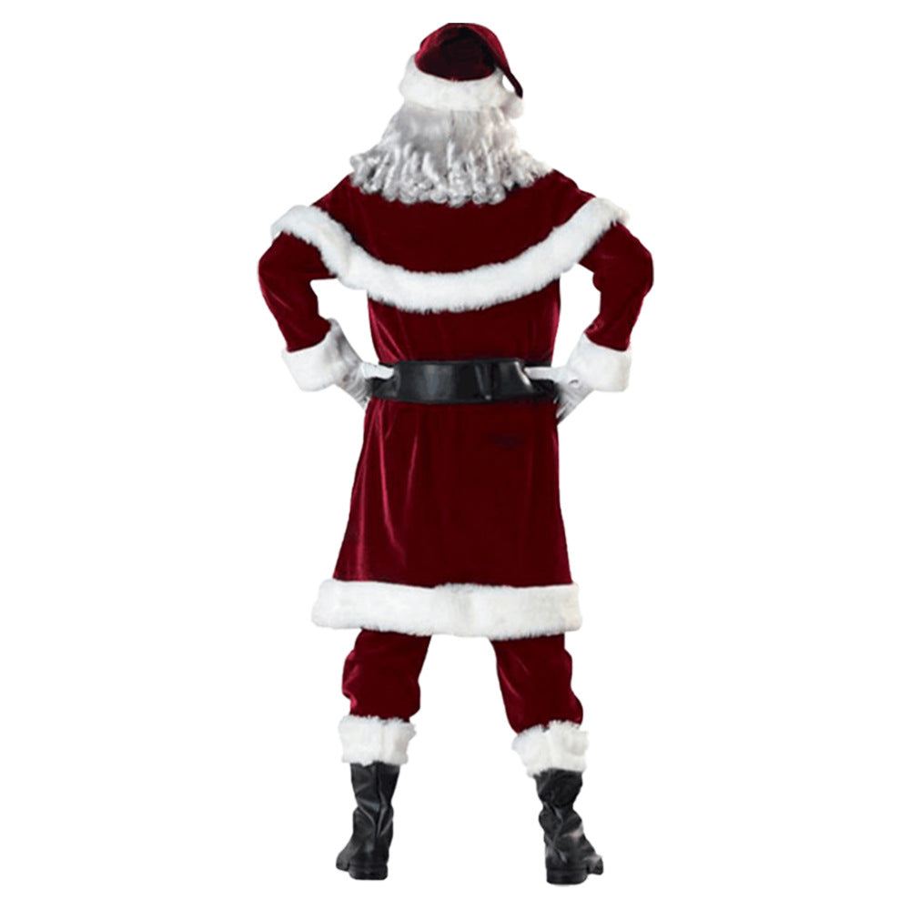 Christmas Santa Claus Suit Costume Full Sets & Mrs Claus Dress Outfit