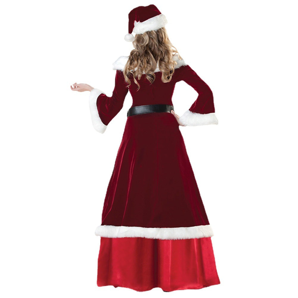 Christmas Santa Claus Suit Costume Full Sets & Mrs Claus Dress Outfit