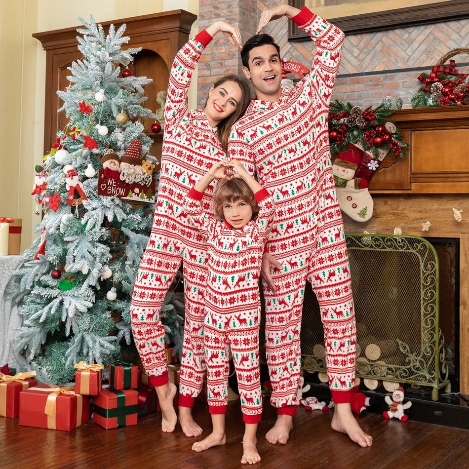Matching Family Christmas Pajamas Sets Holiday Onesie Vacation Loungewear Red Snowflake